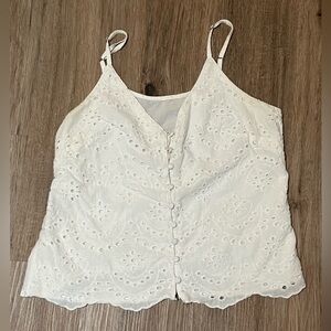 Button down spaghetti strap with see through back